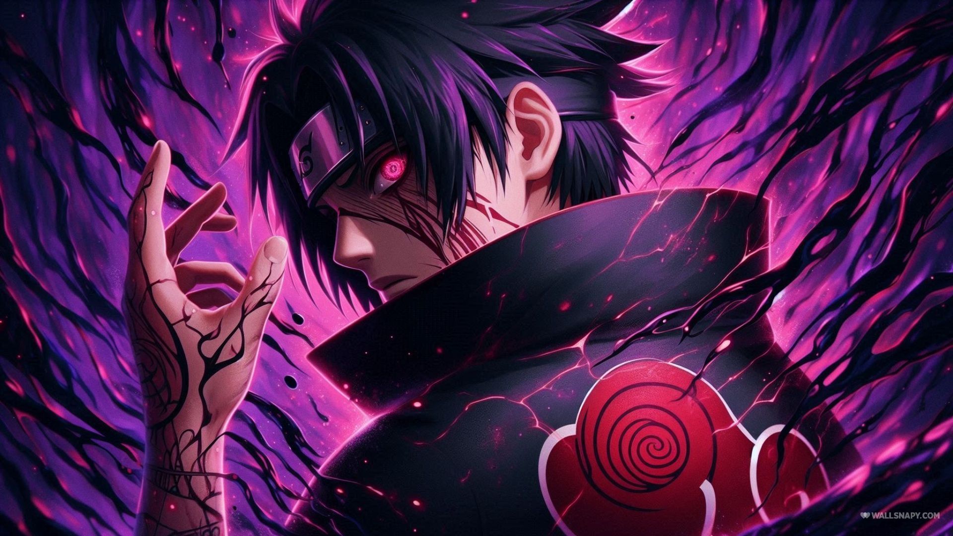 Sasuke Uchiha avec le sceau maudit, lueur sombre